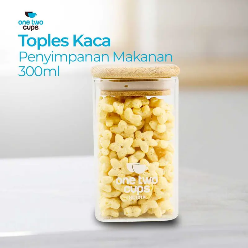 Toples Kaca Lebaran Terbaru Wadah Penyimpanan Makanan Kue Kering Glass Storage Jar Tutup kayu Plastik Makanan Gaya Korea Dapat disesuaikan silikon 8