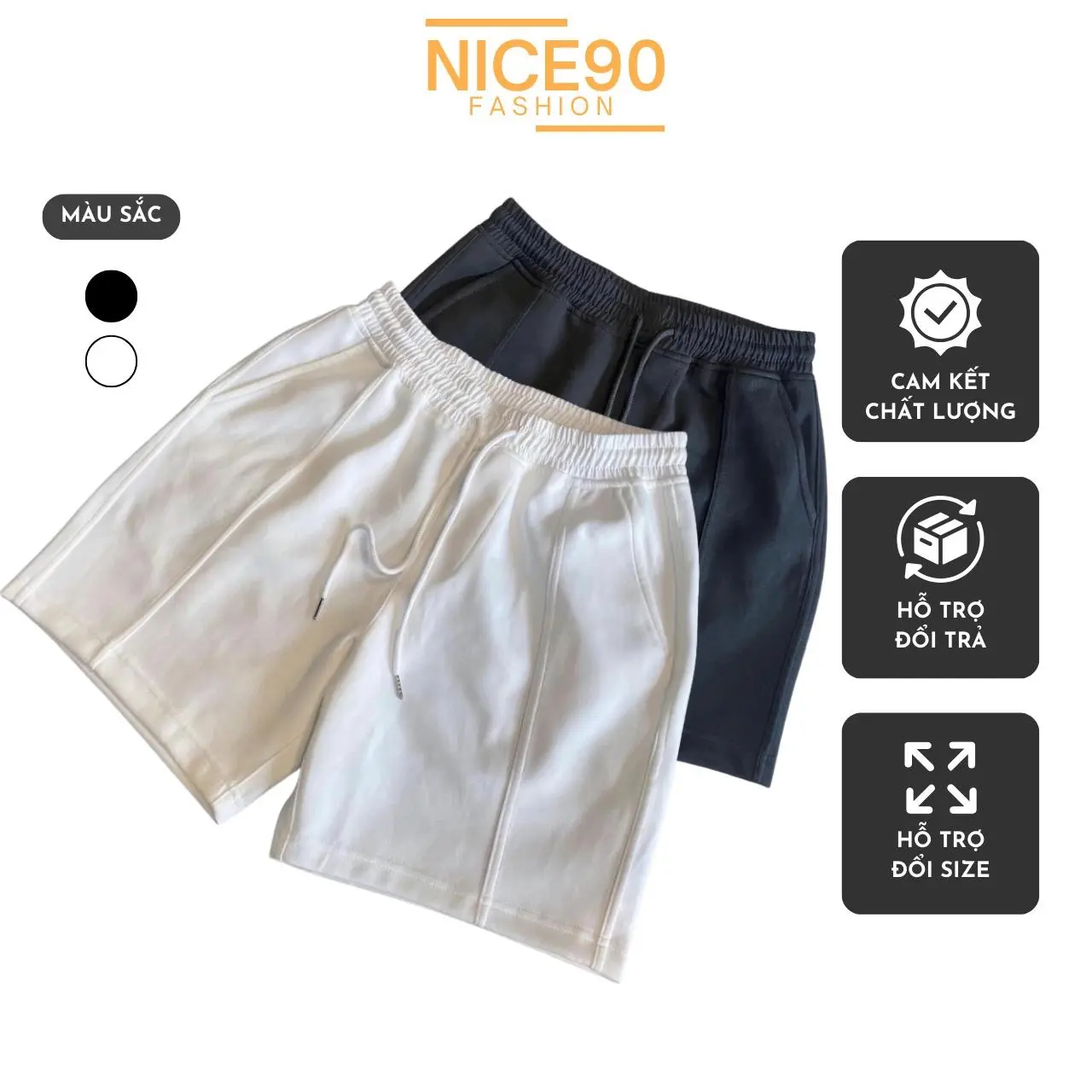 Quần short nam Nice990fashion đen, chất cotton cao cấp Menswear baggy  clothes gym people đùi nỉ thun stressmama