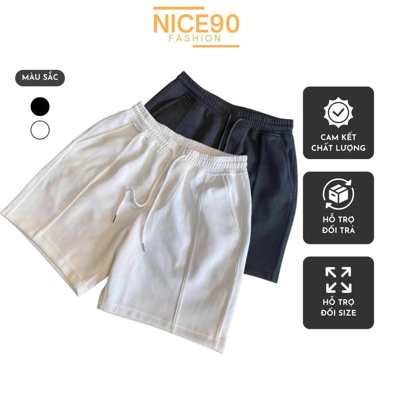 Quần short nam Nice990fashion đen, chất cotton cao cấp Menswear baggy  clothes gym people đùi nỉ thun stressmama