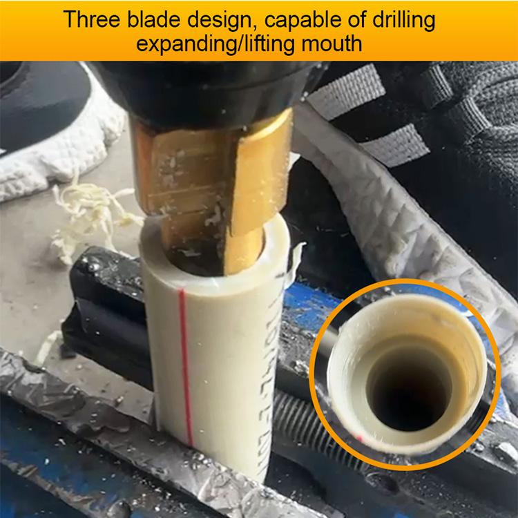 Product Introduction of 3 IN 1 PPR Three Point Bit Titanium Plated Lifting Drill Bit Hexagonal Handle Water Pipe Drilling  Reaming Repair Pipe Repair Tool 13