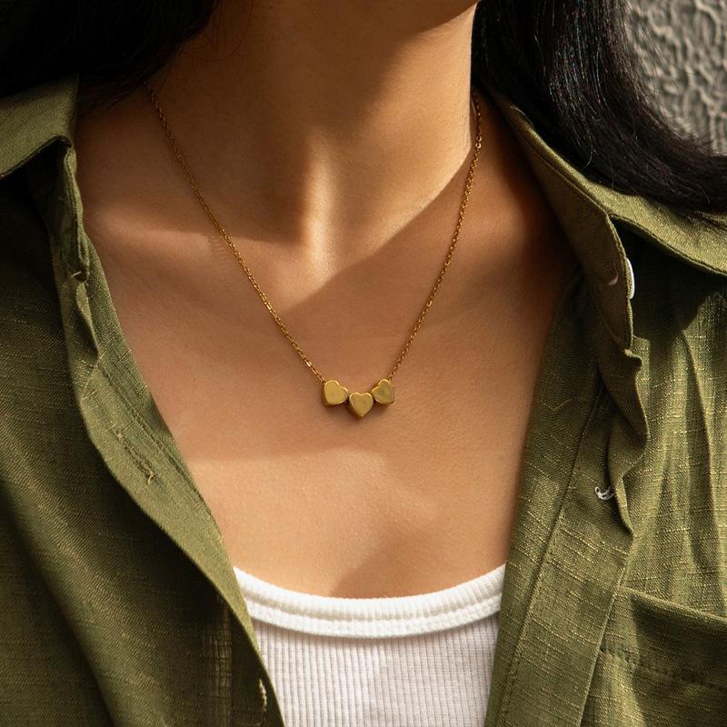 Vòng Cổ Trái Tim, Chất Liệu Thép Không Gỉ, Mạ Vàng 18K, Dành Cho Nữ, Thiết Kế Độc Đáo Phong Cách Đơn Giản, Dễ Phối Đồ, Phụ Kiện Dây Chuyền Xương Đòn Sản Phẩm Mới 2