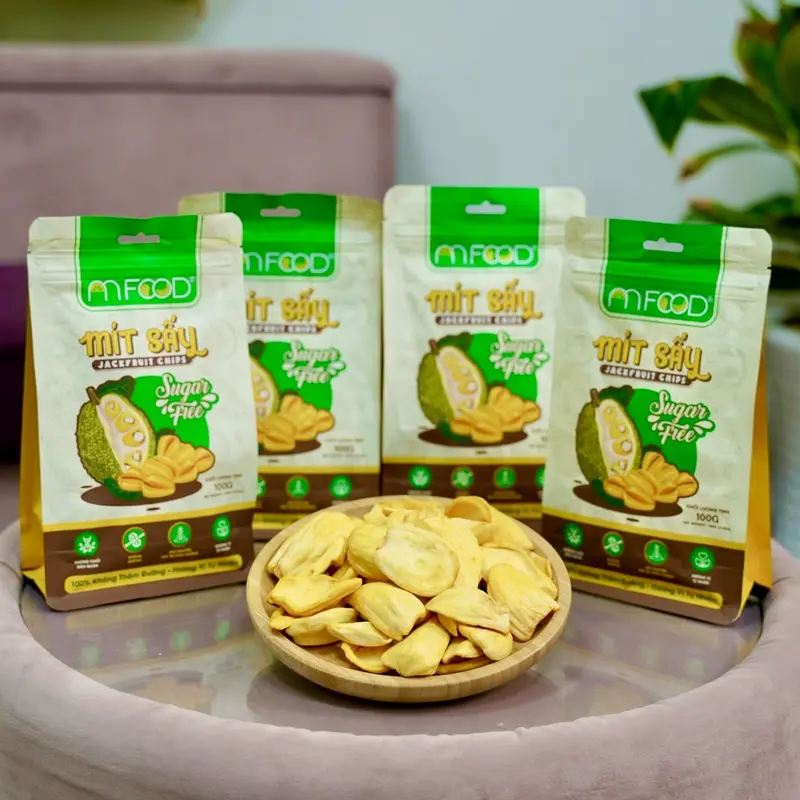 Combo 4 Mít Sấy Cao Cấp A+ AnFood Siêu Ngon Giòn Xốp (mỗi túi 100G) thay thế Đồ Ăn vặt, Bim Bim Snack Thức Ăn không sate đồ ăn nhẹ khô 1