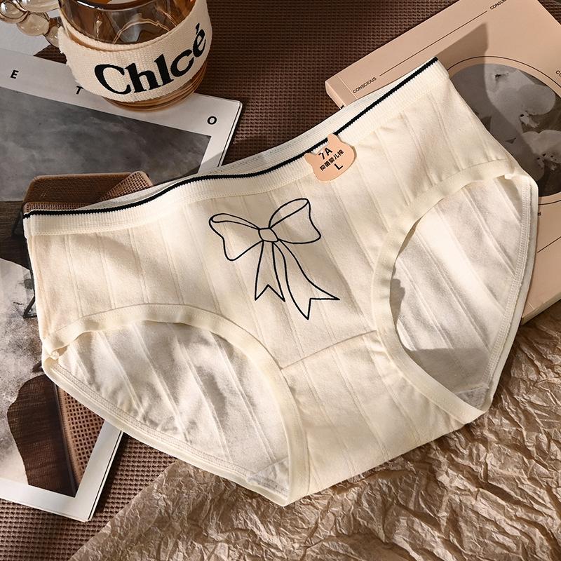 2025 Cotton Cartoon Printed Underwear for Women Elastic Hip Antibacterial Cotton Crotch Breathable Mid Waist Girl Student Underwear Fashion Best-Seller 8