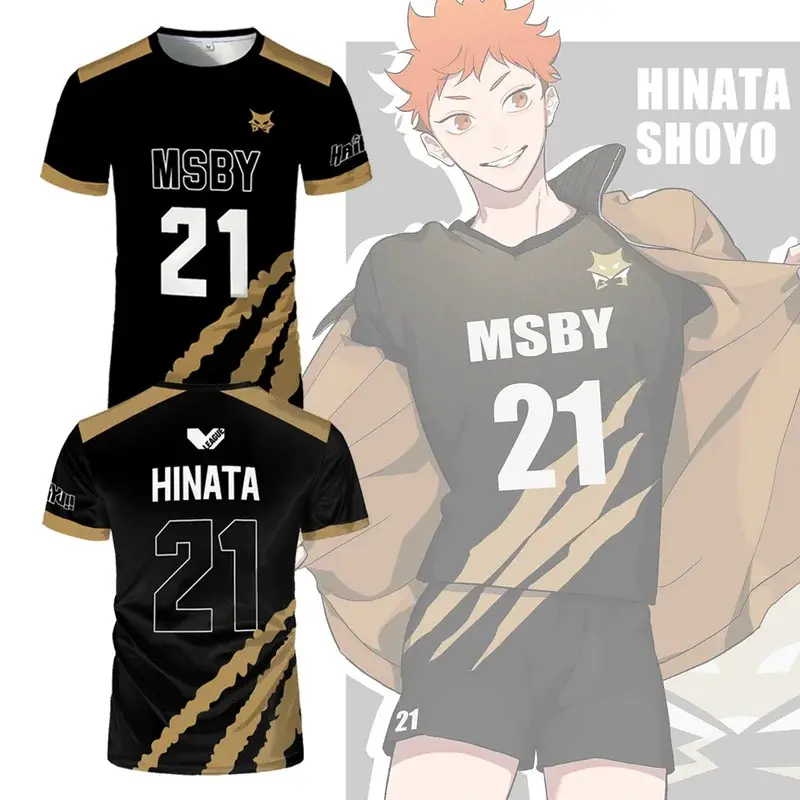 New Haikyuu Anime Jersey T-Shirt Hinata Shoyo Black Jackal Volleyball Jerseys Tee Street Sport Oversized Kid Men Tops
