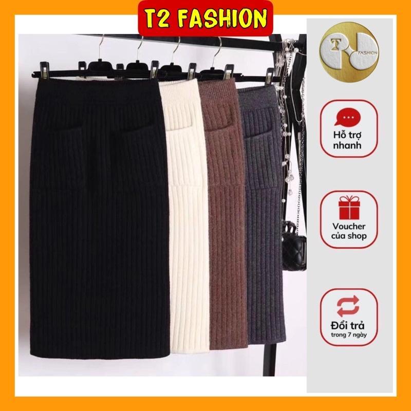 Chân váy len dáng dài túi vuông Nữ Quần Nữ Quần Nữ Quần