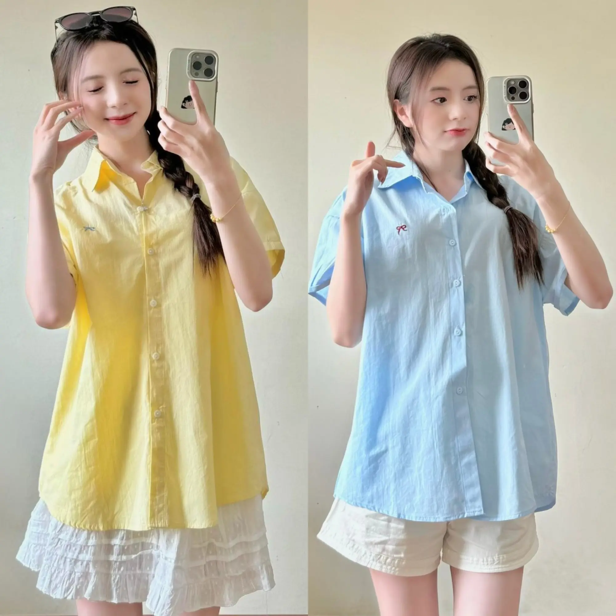 Áo sơ mi cộc tay chất thô mềm mặc đi làm đi chơi - SM6572theuno_p6k10