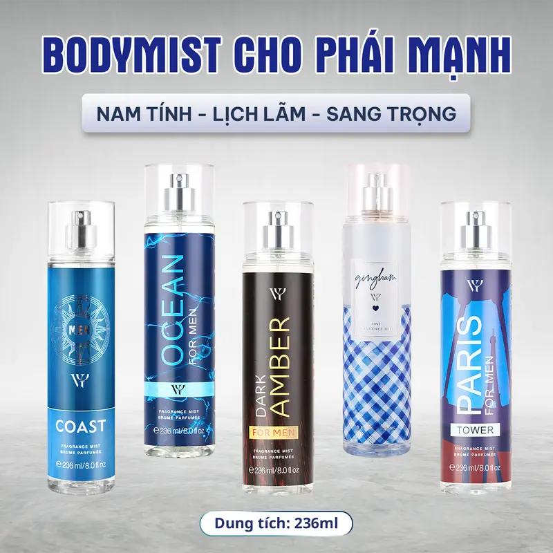 Xịt thơm body mist Nam 236ml cực nam tính , mạnh mẽ 0