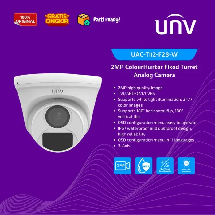 UNV CCTV  UNIVIEW 2MP HD Fixed IR Turret Analog Camera UAC-T112-F28 0