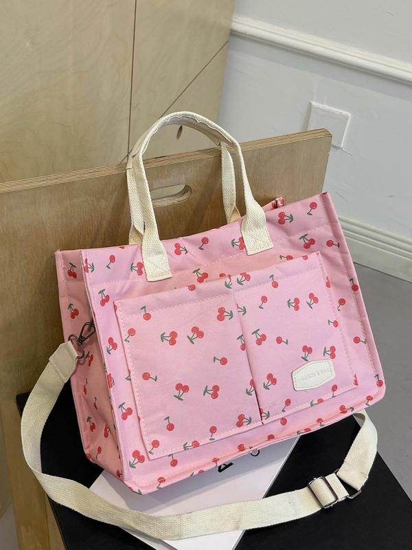Stylish Ditsy Floral & Polka Dit & Star & Fruit Pattern Tote Bag As Back To School Gift, Tote Bag for Women,  Unique Bags, Tote Bag for School Gifts, Trendy Versatile High-quality Daily Commuting Handbags for Work Office & Daily Used 4