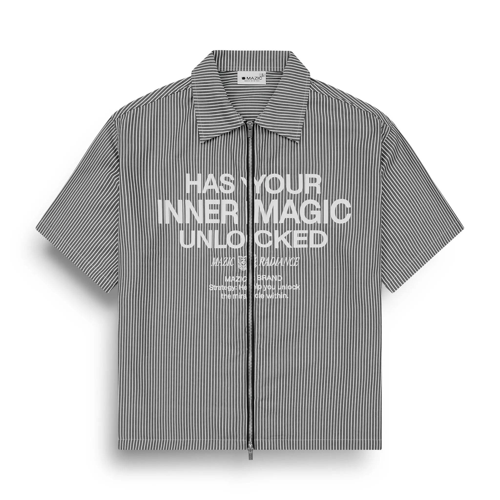 (SM03) Áo Sơ Mi Sọc Grey MAZIC Boxy SMID0003 Unisex MAZIC - Thiết kế tay ngắn, chất liệu chất lượng cao