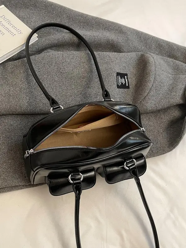 Women's Fashionable Plain Color Shoulder Bag, Casual Versatile Shoulder Bag with Charm Decor, Trendy All-match Commuter Bag for Daily Used 6