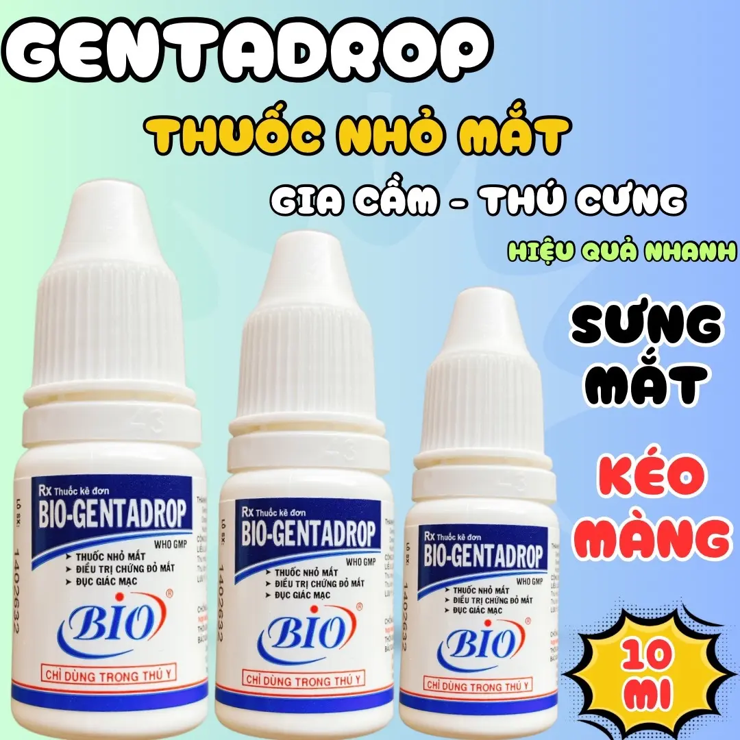 Bio gentadrop nhỏ mắt thú cưng 10ml - Loại bỏ bụi bẩn, vi khuẩn và các tạp chất khác trong mắt thú cưng