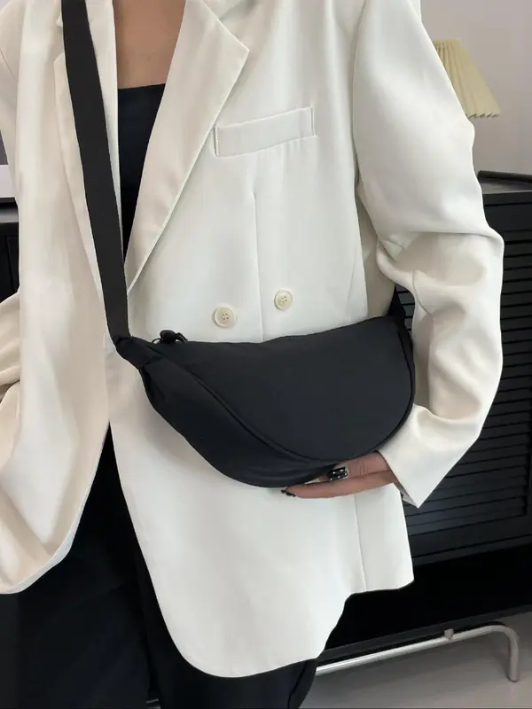 Women's Solid Color Hobo Bag, Fashionable Minimalist Shoulder Bag for Daily Used, Casual Trendy Versatile High-quality Daily Commuting Bag, Girl Shopping Bag 6
