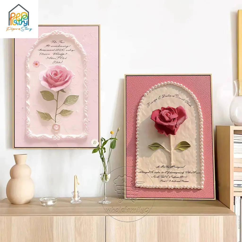 aesthetic Hiasan Dinding Pajangan Dekorasi Dinding Lukisan Rose Graphics untuk Dekorasi Ruang Tamu yang Beruntung