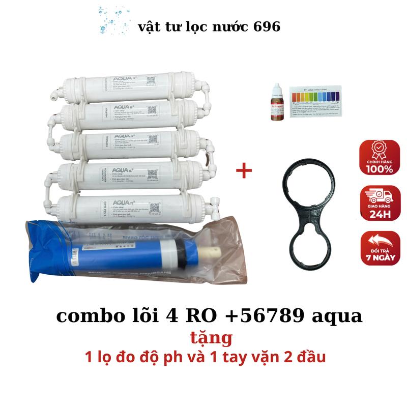 combo lõi 4 RO - 5,6,7,8,9 chính hãng AQUA tặng kèm 1 lọ đo độ PH và 1 tay vặn 2 đầu tháo cốc RO Máy Lọc Nước   bộ lọc máy lọc nước
