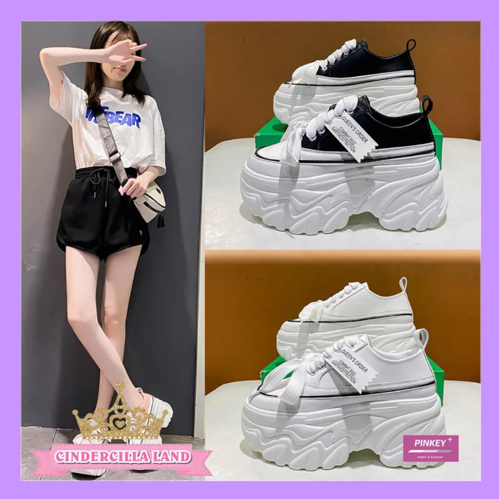 CINDERCILLA LAND SEPATU IMPORT P202 Sepatu Sneakers Boots Tinggi Wanita Sneakers Shoes Hak Tebal