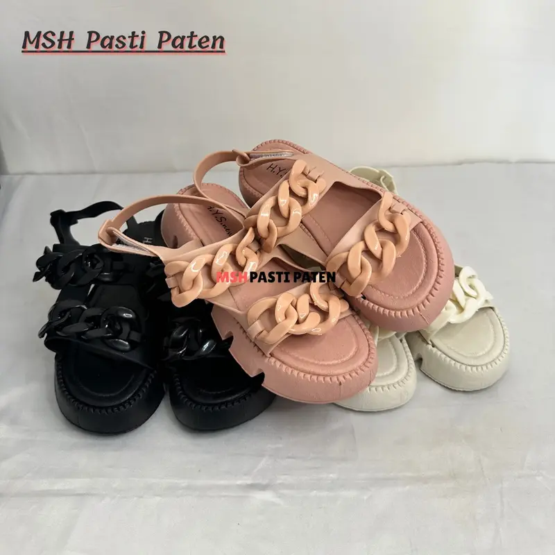 Sandal Gunung Karet kekinian Motif Rantai Wanita Anti Slip Jelly Sendal 4