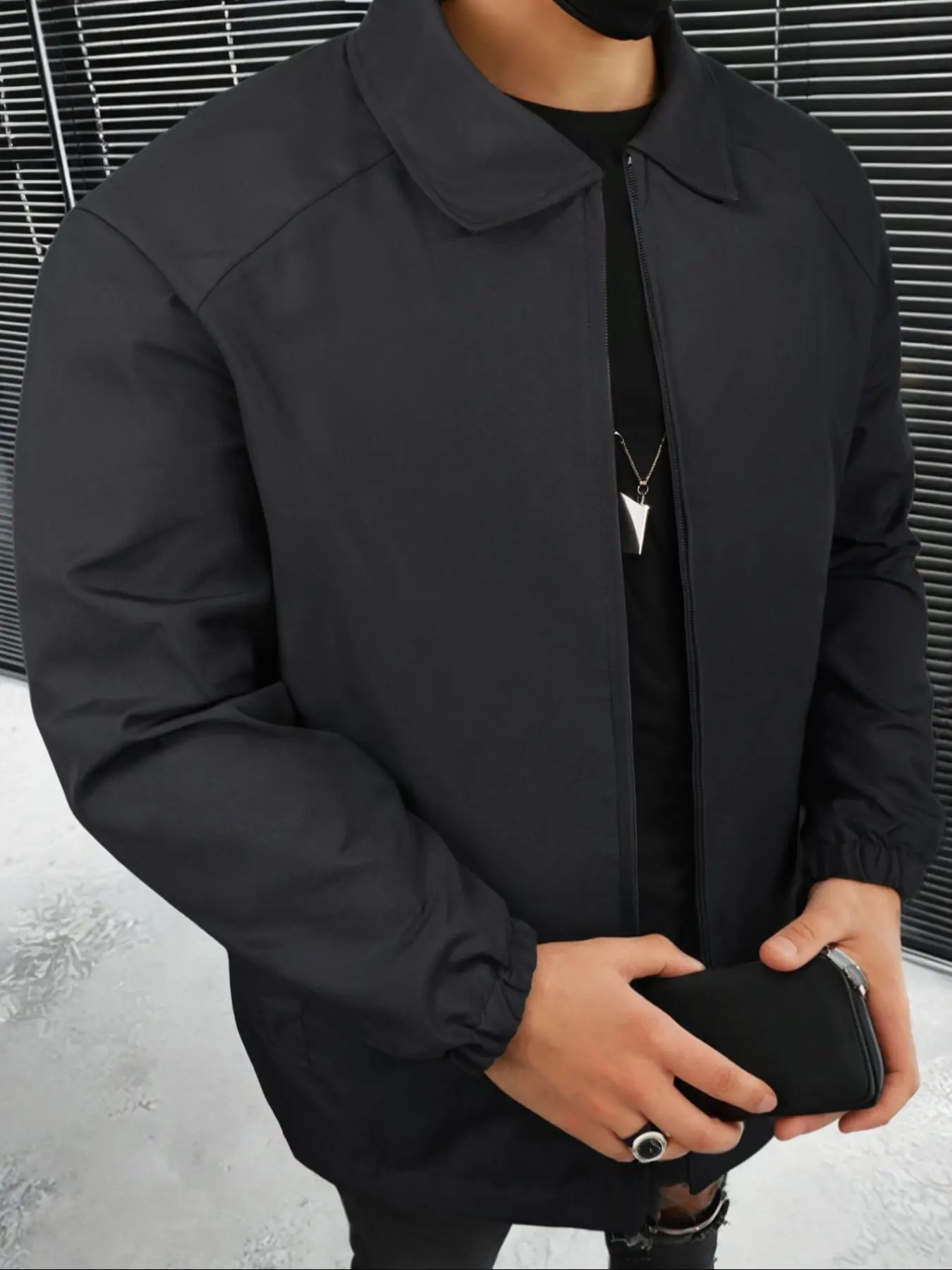 Men's Solid Color Jacket, Regular Fit Casual Fashion Comfy Long Sleeve Outerwear for Daily Outdoor Wear, Men Cloths for Spring & Fall