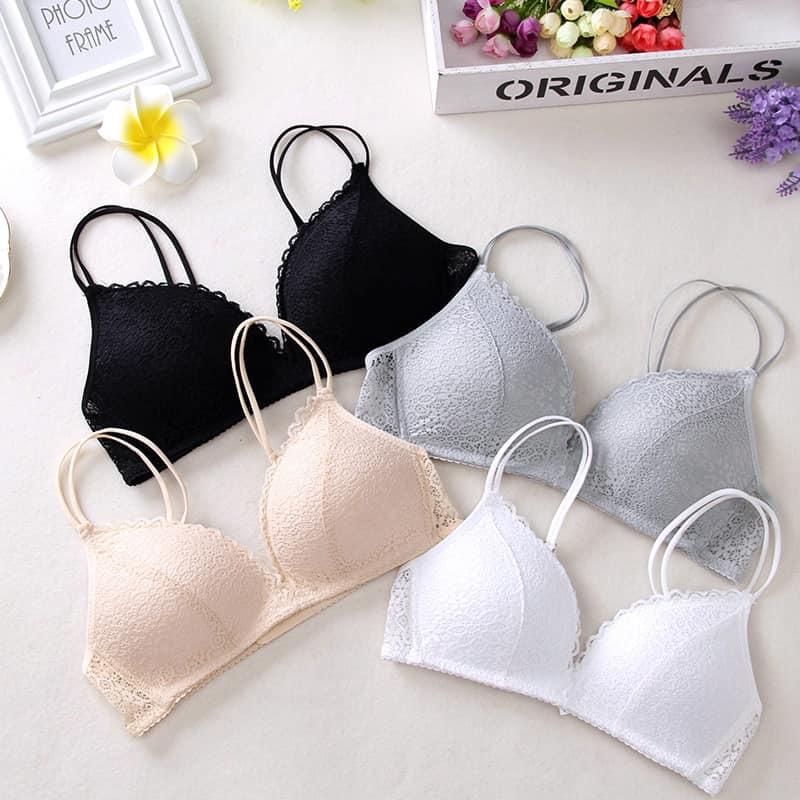 Áo Lót Nữ Đúc Su Phối Ren Không Gọng Đệm Mỏng Họa Tiết Ren - AL Đúc Ren