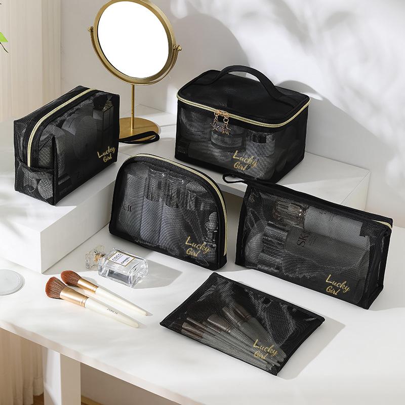 New Transparent Nylon Mesh Cosmetic Bag Ladies Travel Makeup Storage ...
