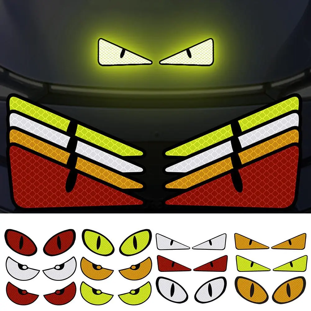 1pair Big Eyes Reflective Stickers Electric Bike Warning Personalized Decals Car Night Safety R1R3