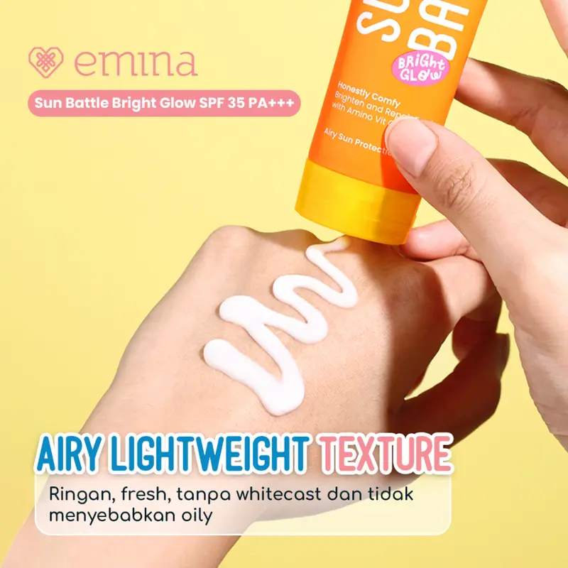Emina Sun Battle Bright Glow SPF 35 PA+++ - Sunscreen Serum Amino Vitamin C - Cerah, Ringan, Hydrating [Teruji In Vivo] Non acnegenic & Non Comedogenic. Cocok semua jenis kulit Facial Wajah Perawatan Acid 5