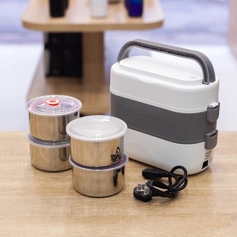 Hộp cơm hâm nóng 2 tầng 4 ngăn LUNCHBOX inox giữ nhiệt và tự nấu chín thức ăn, Cà Men Đựng Cơm Đi Làm 0