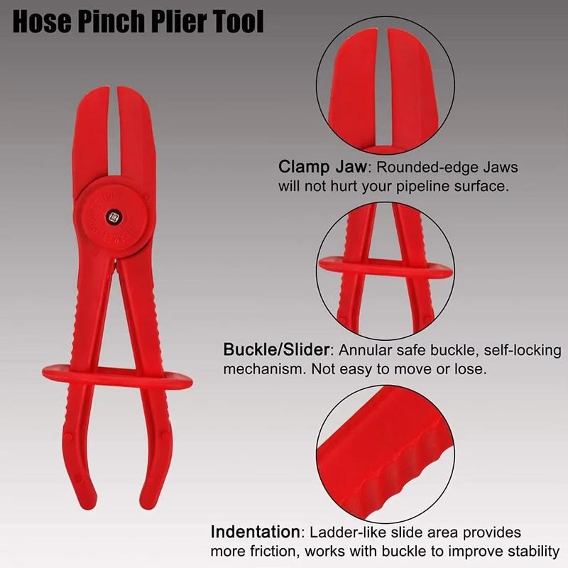 3 pcs Red Plastic Clamp Pliers Tool Brake Pipe Water Line Clamp Pliers Pliers Hose Tube Line Clamps Pinch Pliers Repair 4