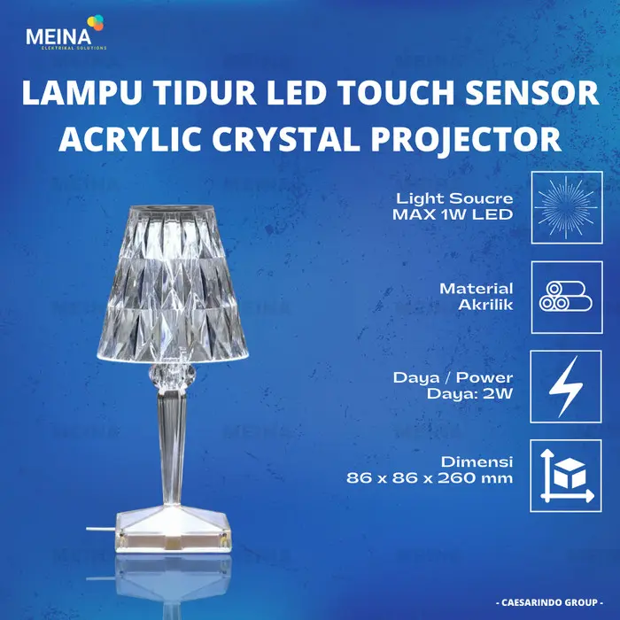 LAMPU TIDUR MEJA LED TOUCH SENSOR CRYSTAL PROYEKTOR TABLE LAMP