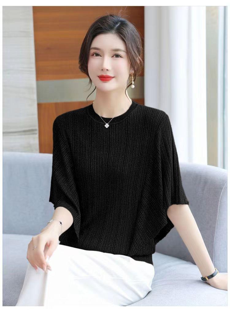 Product Introduction of Áo Phông Dáng Rộng Cho Nữ, Ngoại Cỡ, Áo Cánh Dơi, Làm Bằng Lụa Lạnh, ngắn Tay, Áo Thường Ngày Thích Hợp Cho Mùa Hè, Áo Cánh Mỏng, Quần Áo Nữ 8