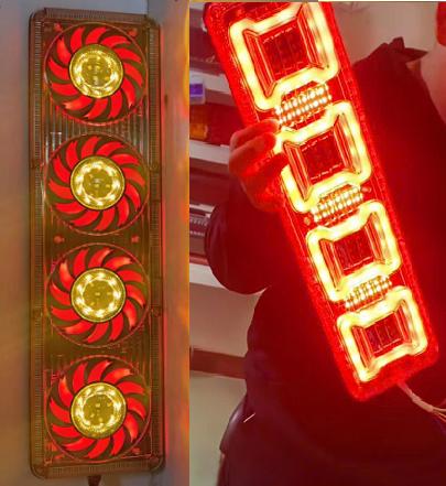 Cặp Đèn Hậu Sau Xe Tải 4 Khoang bóng Led Vuông Tròn Xoay Giá Hạt Rẻ Phụ Tùng