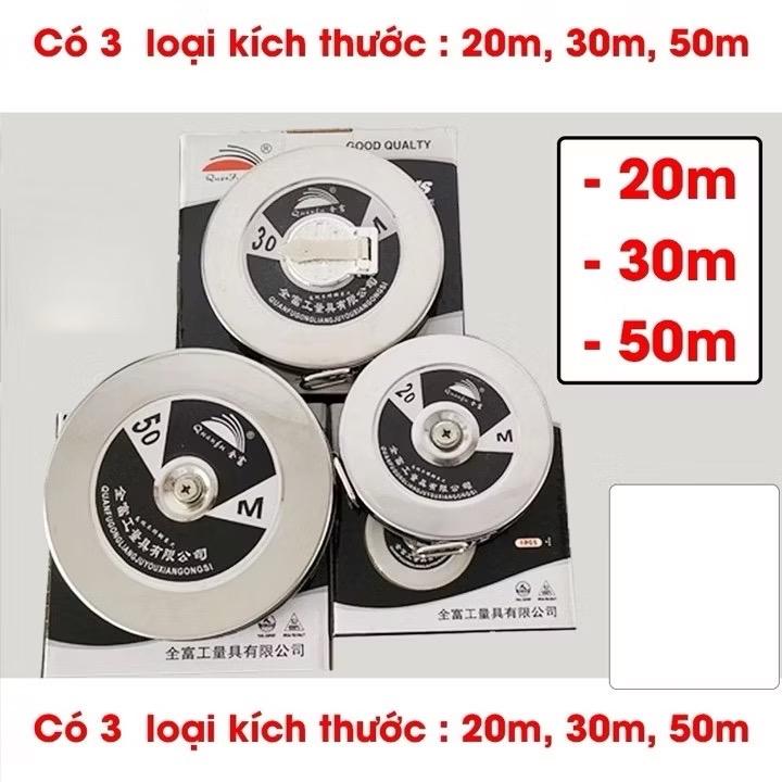 Thước Dây Bằng Thép  Không Gỉ  Loại 50M, 30M, 20M , Thước Cuộn Dây Thép Vỏ Inox