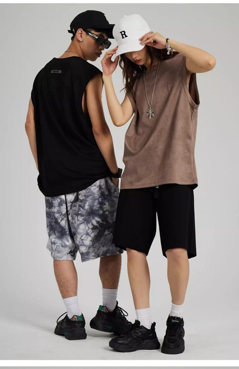 Product Introduction of American Style Sleeveless Vest for Men Summer Suede Embroidered Tank Top Trendy Loose Sports Shirt 5