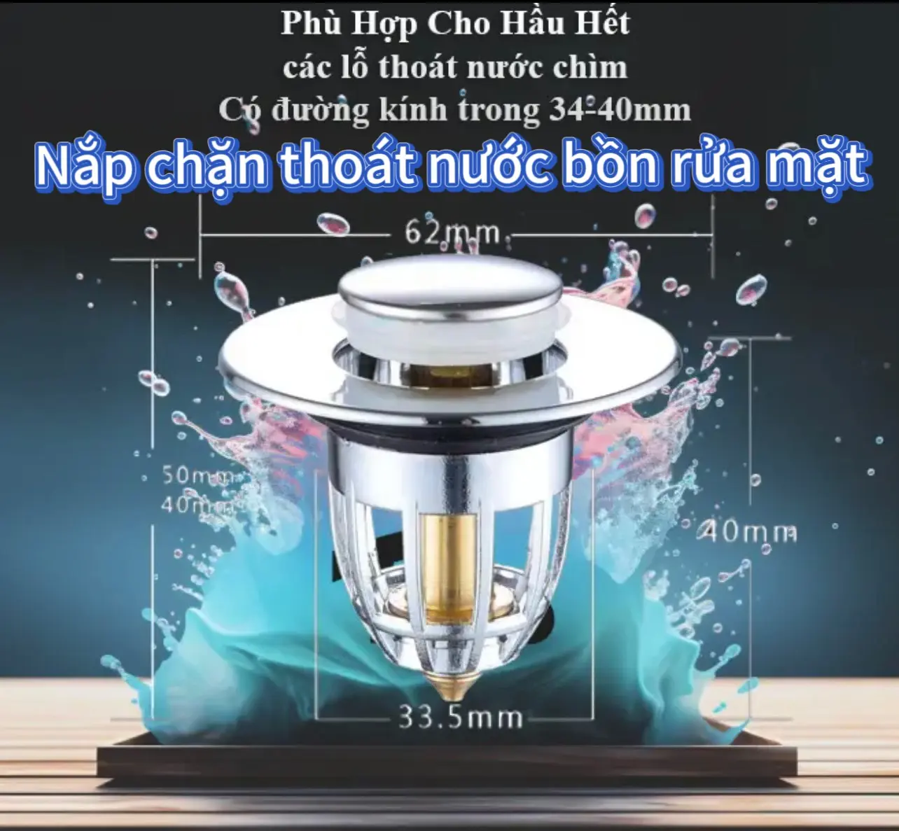 Nút Chặn Thoát Nước Lavaboo, Nút Nhấn Xả nước bồn rửa mặt, ngăn mùi lọc rác chắn côn trùng Lõi Đồng  chống han gỉ napday nganmui