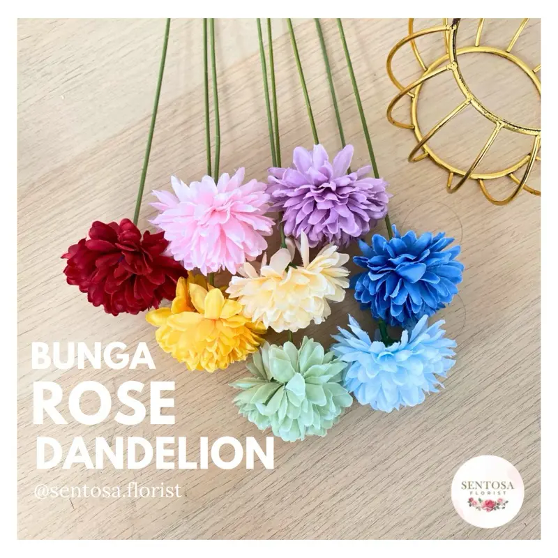 BUNGA ROSE DANDELION 1 TANGKAI/BUNGA DANDELION PALSU/BUNGA ROSE DANDELION SINGLE PREMIUM ARTIFICIAL DEKORASI 1