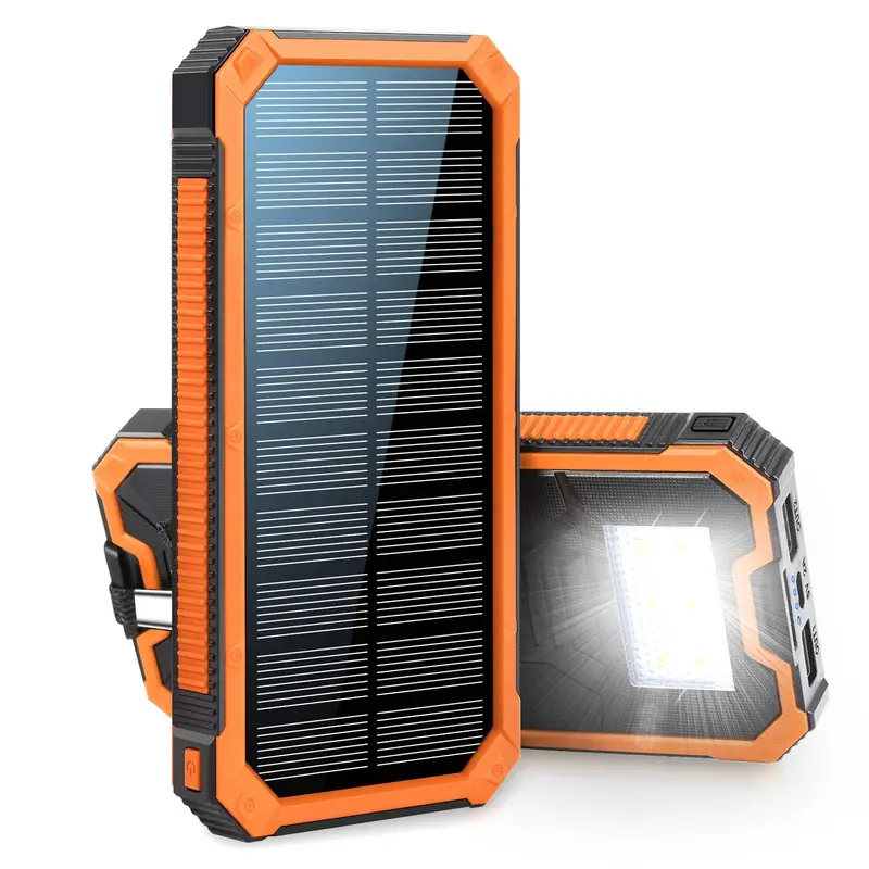 Solar Powered Power Bank, 20000mAh Portable Charger with Flashlight, Built-in Solar Panel and Bright Flashlight, Suitable for Outdoor Camping Party Sports, Valentine's Day Gift 8