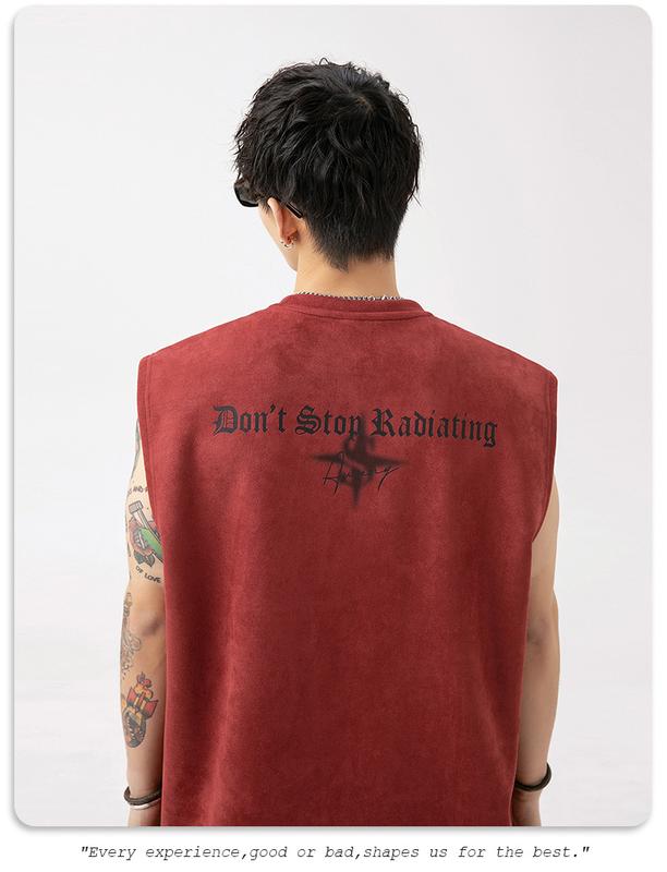 Product Introduction of Lotin Suede Thin Sports Vest Men's 2024 Summer New Sleeveless T-shirt American Letter Printed Casual Waistcoat 20