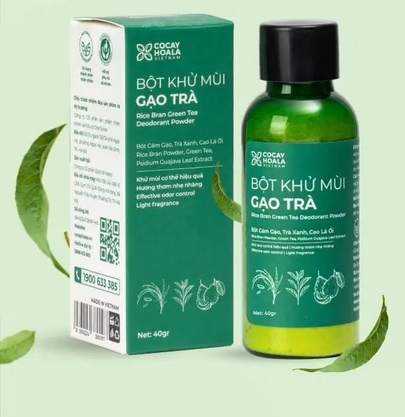 Bột khử mùi gạo trà Cỏ cây hoa lá. Hết hôi nách - Sạch hôi chân