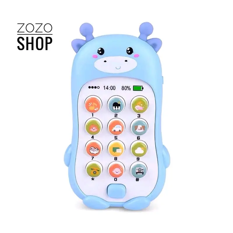( Kèm Pin ) Điện Thoại Đồ Chơi Cho Bé, Điện Thoại Đồ Chơi Có Đèn Và Nhạc Và Dây An Toàn Cho Bé, Giáo Dục Sớm Voi 4