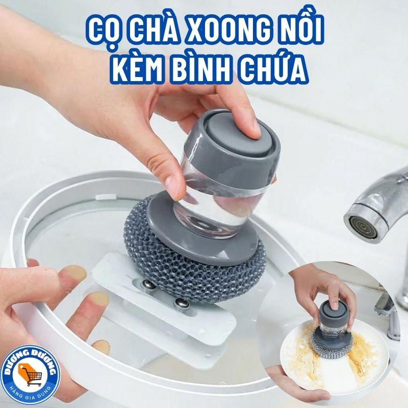  SET 2 Dụng Cụ Cọ Rửa Đa Năng CÓ BÚI SẮT  Cọ Xoong Nồi Cọ Bếp Cọ Rửa Bát Đĩa Có Bình Chứa Tiện Lợi  Miếng Rửa Chén Kèm Khay Chứa Xà Phòng Bọt Biển Làm Sạch 