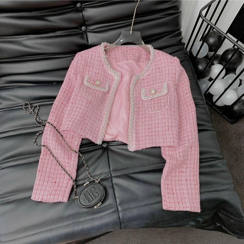 Áo Dạ Tweed Cúc Ngọc Kẻ Sọc Ba Màu Phong Cách Hàn Quốc Siêu Xinh N501Top Nữ Women Voi Jacket voi