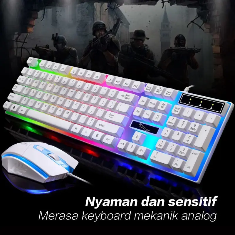 G12 Keyboard Gaming Set Gaming Mouse Keyboard Mechanical With RGB LED Waterproof For Pc keyboard hp Button Computer Peralatan 8