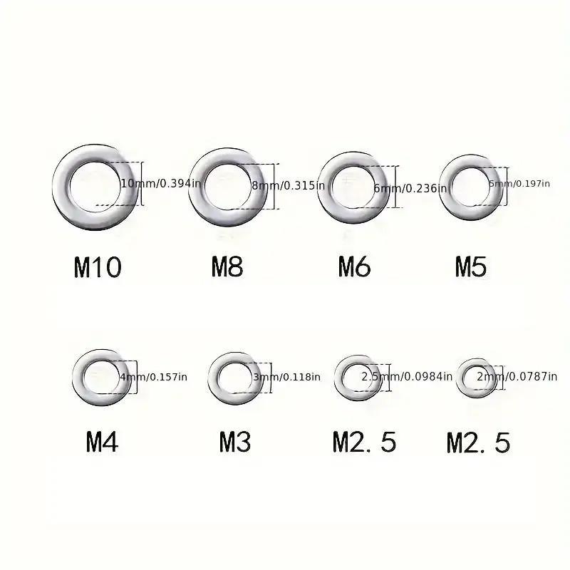 Product Introduction of Stainless Steel Washer Set, 180pcs/set M2 M2.5 M3 M4 M5 M6 M8 Flat Washer Assortment Kit, Durable and Sturdy Screw Accessories for Home and Office 4