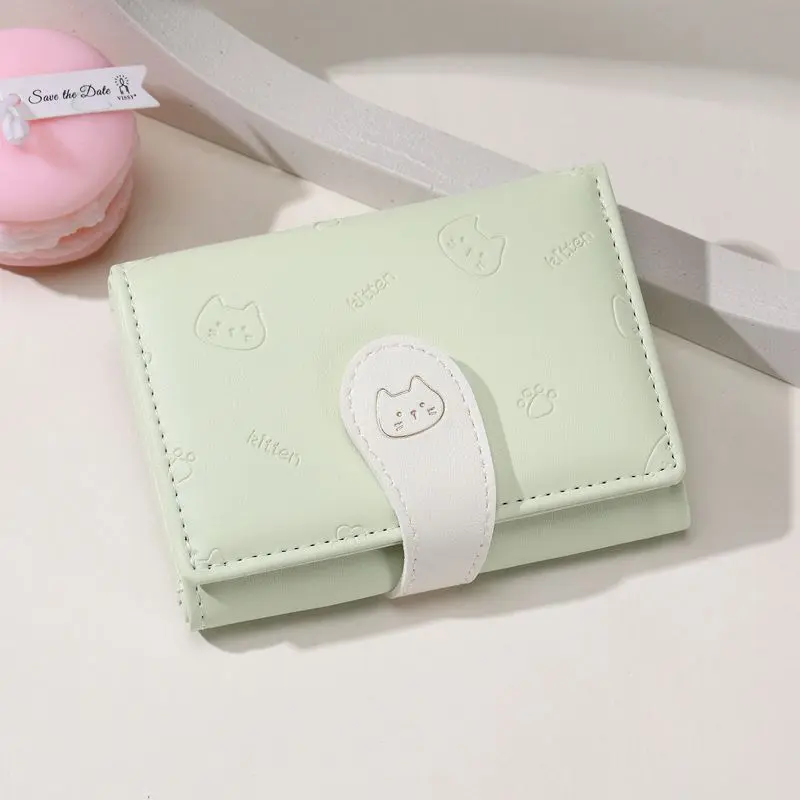 Ví Hello Kitty, Thiết Kế Mèo KT Dễ Thương, Có Thể Gập Lại, ví đựng tiền Xu Ngắn, Phong Cách Hàn Quốc, Thích Hợp Cho Học Sinh, Cỡ Nhỏ, Thời Trang Hoạt Hình, ví đựng tiền Xu, Ví 1