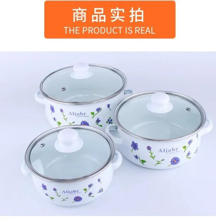 Product Introduction of Pink Kitchen Soup Pot Cooking Food Prefered Small Ramen Stock Pot Noodle Cute Glass Lid Pote Mantimentos Pot Groceries OB50DG Cookware Classic Enamel 16