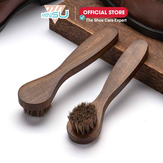 Bàn Chải Đánh Gìay Đầu Tròn Cán Dài MINSU M2418 Chuyên Dùng Lấy Sáp, Kem Vệ sinh Giày Da Đánh Kẽ Chi Tiết Nhỏ
