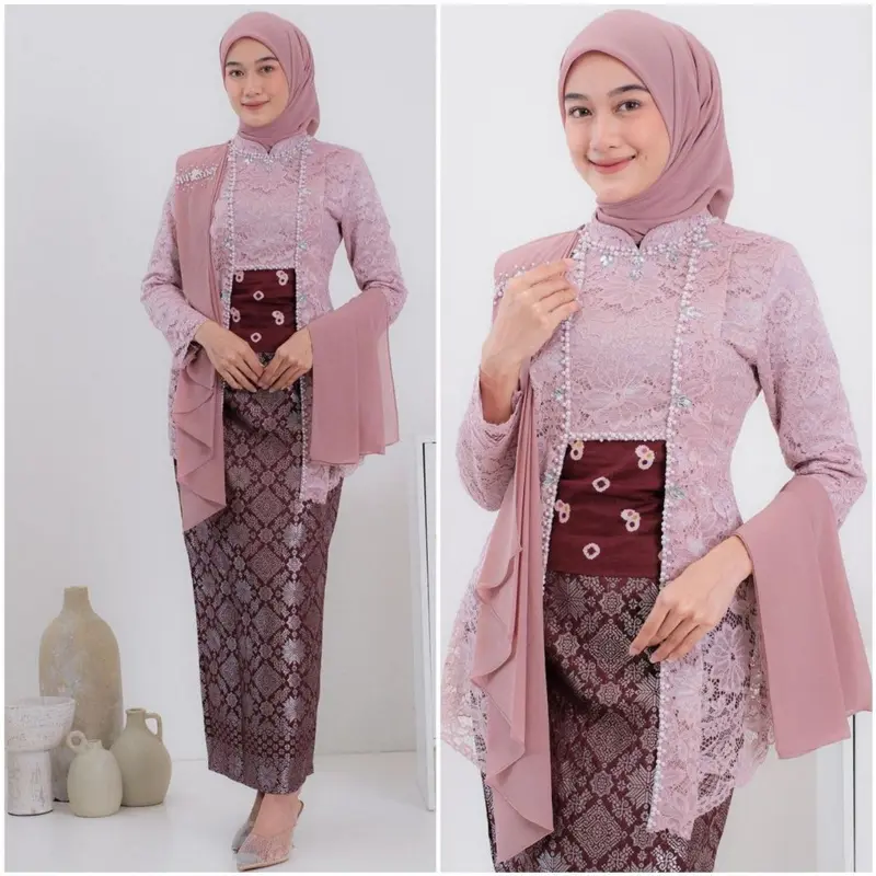 KEBAYA SOLO - Setelan Kebaya Batik Kutubaru Laksmi - Kebaya Sabira Laksmi Kutubaru Kebaya Lamaran Modern Kebaya Wisuda Kebaya Bridesmaid Kebaya Kondangan Atasan Baju Cantik Kancing Panjang Pesta Wanita Brokat Dress Payet Songket Motif Mewah 1