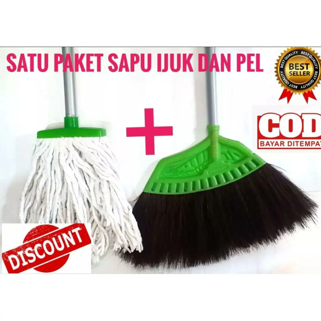 MURAH PAKET HEMAT SAPU IJUK DAN PEL SUMBU GAGANG KAYU / paket viral
