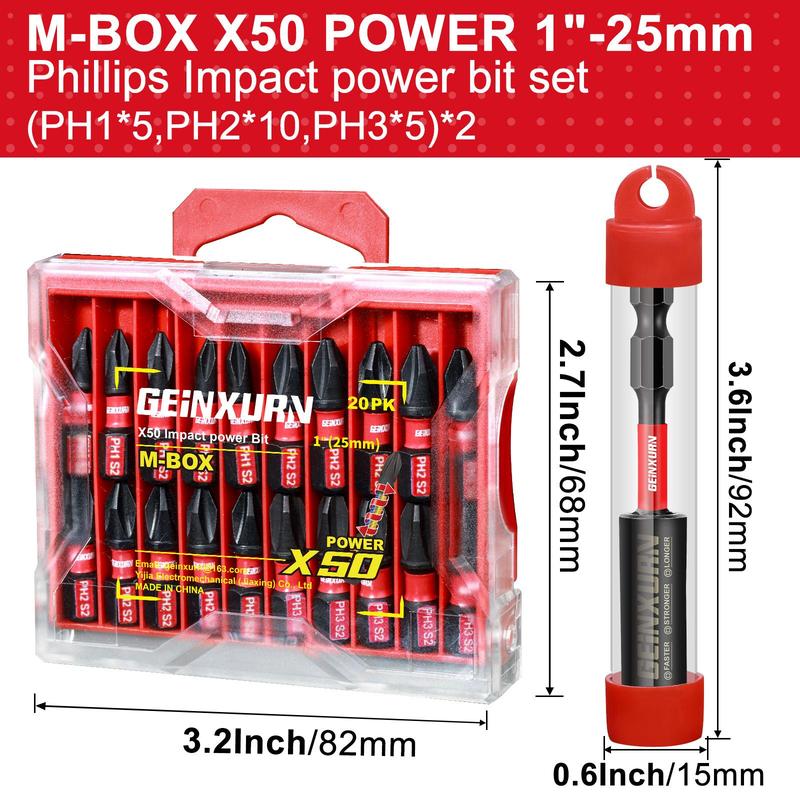 Mixed Impact Magnetic Phillips Screwdriver Set, S2 Alloy Steel Screwdriver Bit Set with Storage Box, Professional Tool Kit for Home & Office 1