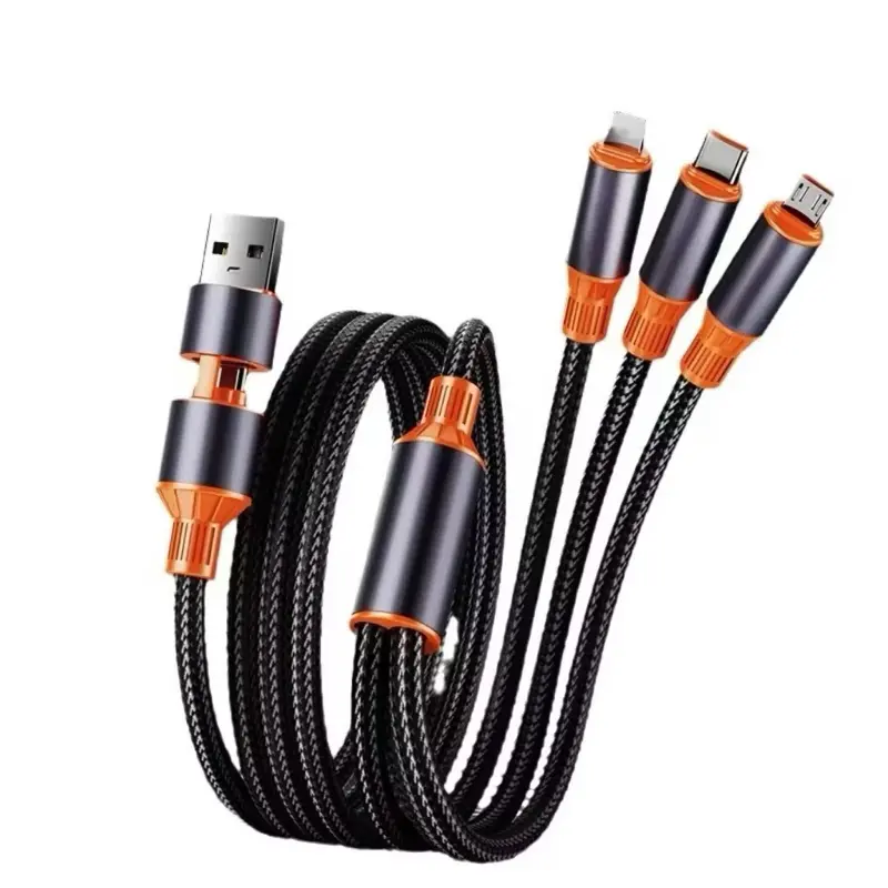 Cáp sạc nhanh 100W,5 trong ạ dây sạc dệt vải dù nylon 8